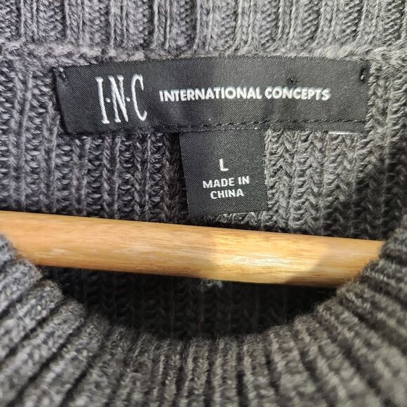 Inc International Concepts Sweater Size L Gray Turtleneck Tunic Bling stretch - Picture 4 of 9